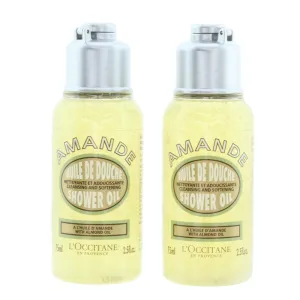 L'Occitane Amande Almond Shower Oil 75ml x 2 Cleansing & Softening