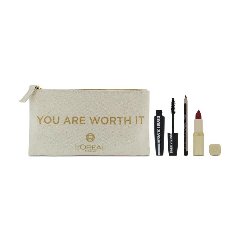 L'Oreal I Am Worth It Black Mascara Make Up Set 24H (Blemished Box)