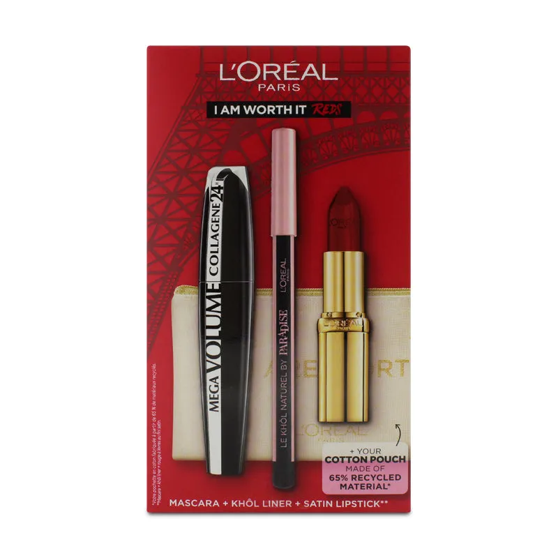 L'Oreal I Am Worth It Black Mascara Make Up Set 24H (Blemished Box)