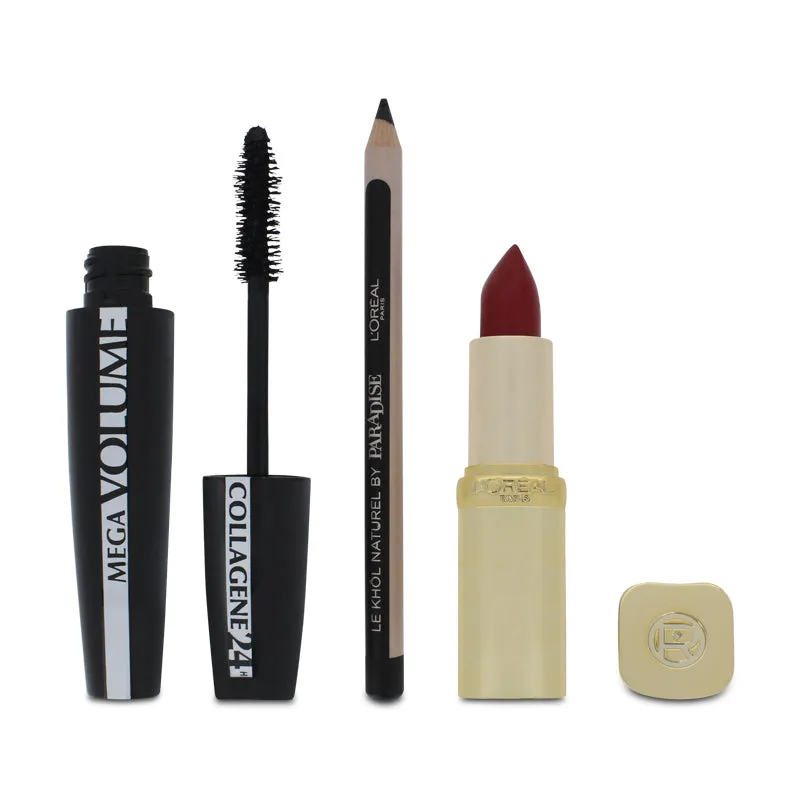 L'Oreal I Am Worth It Black Mascara Make Up Set 24H (Blemished Box)