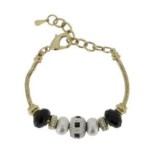 Lovita Charm Bracelet Gold Band Silver And Black Charm (Ex Display)