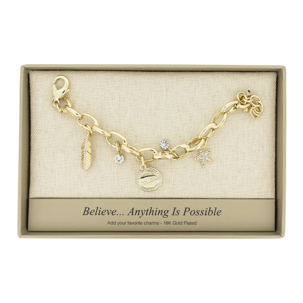 Lovita Gold Charm Bracelet Believe... Anything Is Possible (Ex Display)