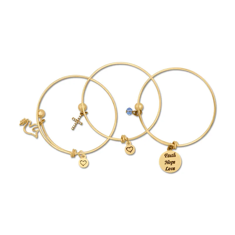 Lovita Gold Plated Bangle Faith, Hope, Love