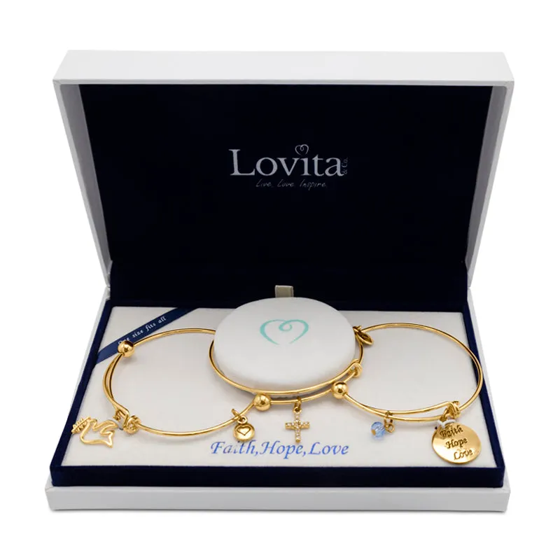 Lovita Gold Plated Bangle Faith, Hope, Love