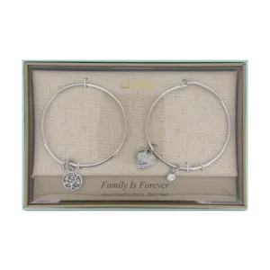 Lovita Silver Plated Charm Bangle Family Is Forever Duo Set
