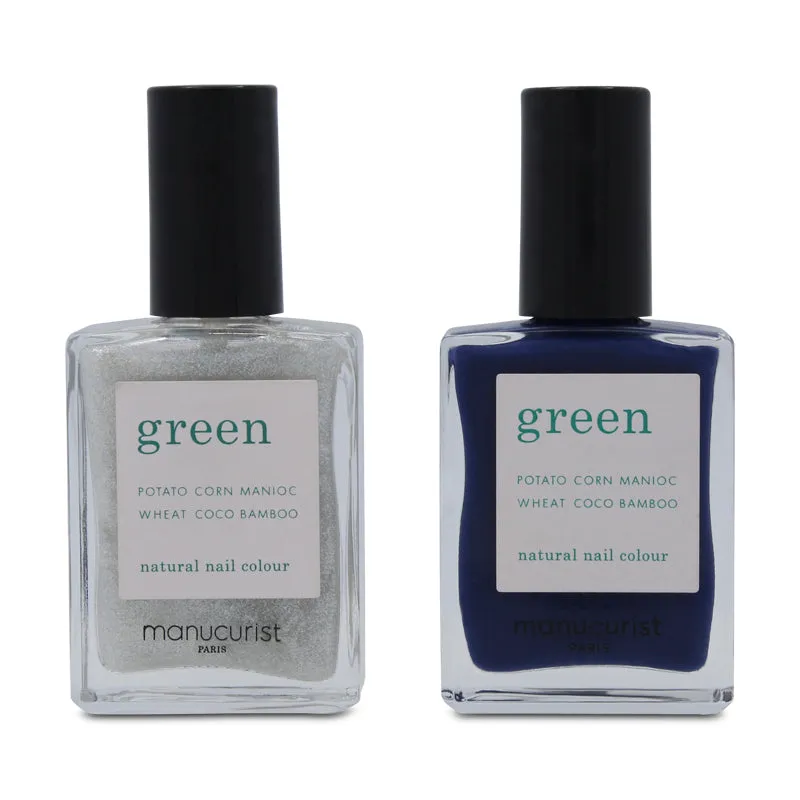 Manucurist Navy Blue & Glitter Nail Polish Duo Set - 15ml Each
