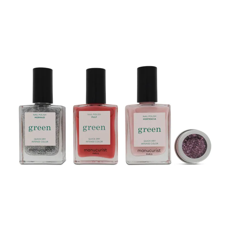 Manucurist Pink Coral Glitter Nail Polish Set of 3 (Blemished Box)