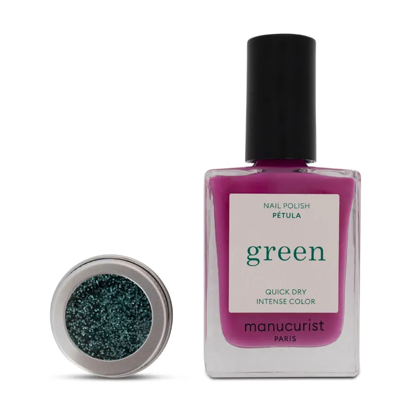 Manucurist Pink Nail Polish & Turquoise Glitter Set, 15ml   2g (Blemished Box)