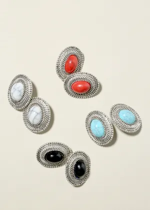 Marble Oval Clip On Earrings