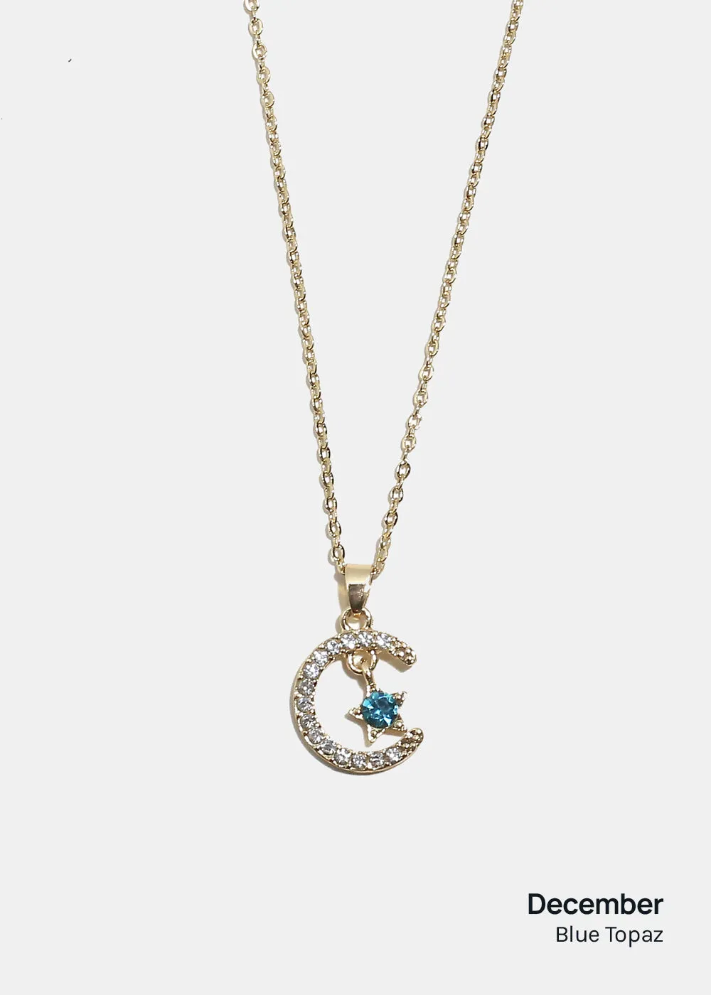 Miss A Birthstone Necklace - Moon   Star