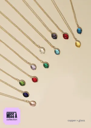 Miss A Birthstone Necklace - Oval