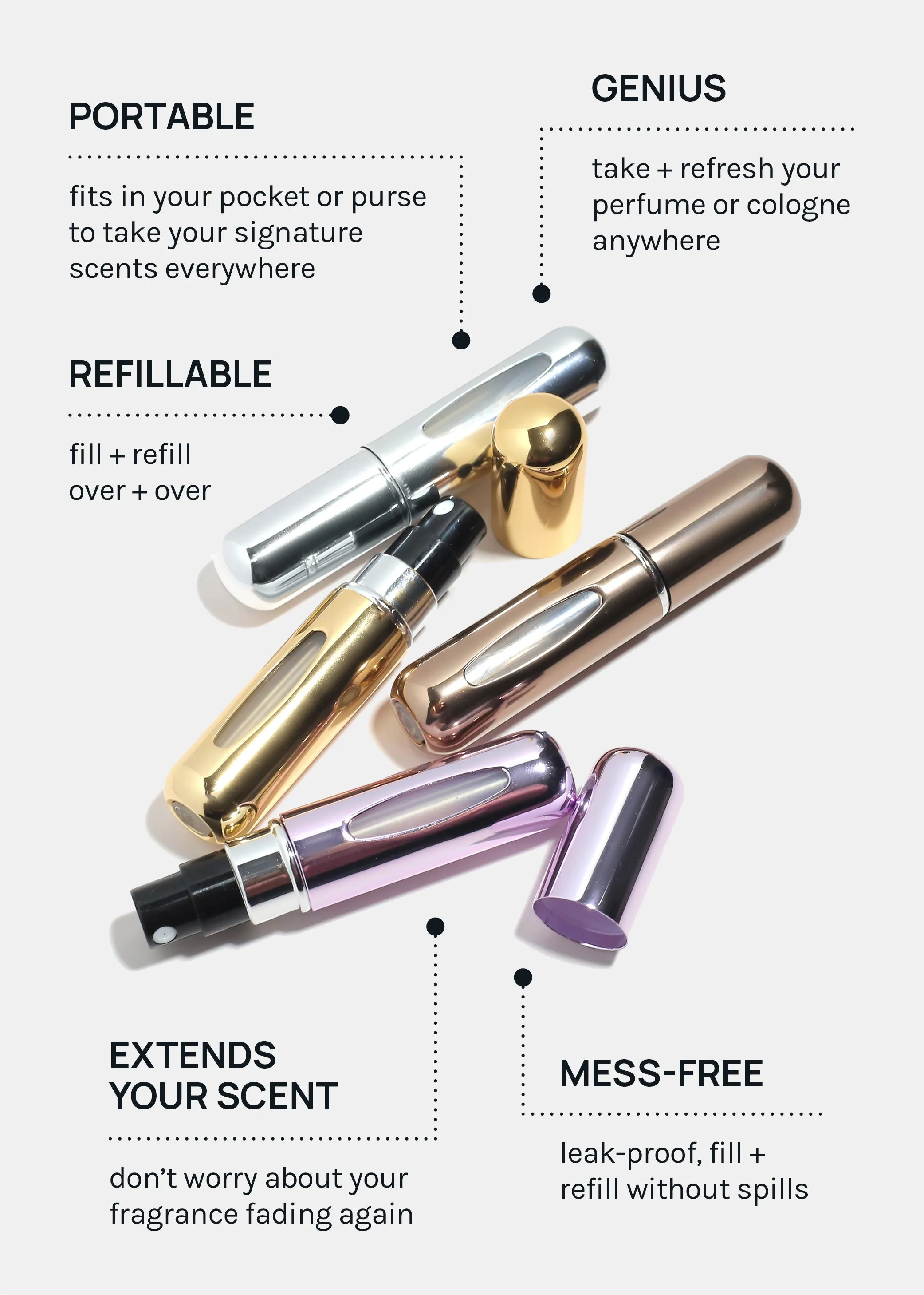 Miss A Refillable Perfume Atomizers  Value Set
