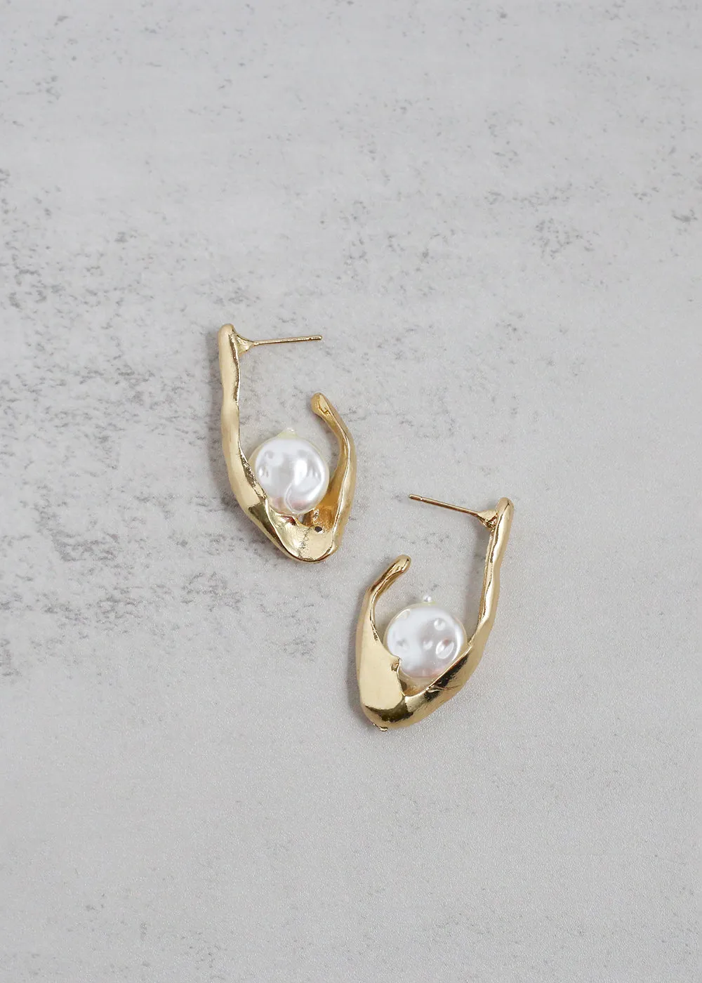 Modern Textured Pearl Dangle Earrings