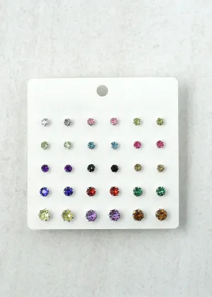 Multicolored Rhinestone Stud Earrings