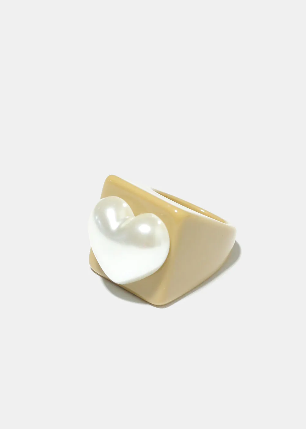 Neutral Pearl Heart Ring