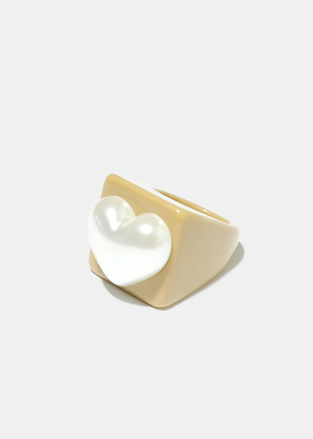 Neutral Pearl Heart Ring