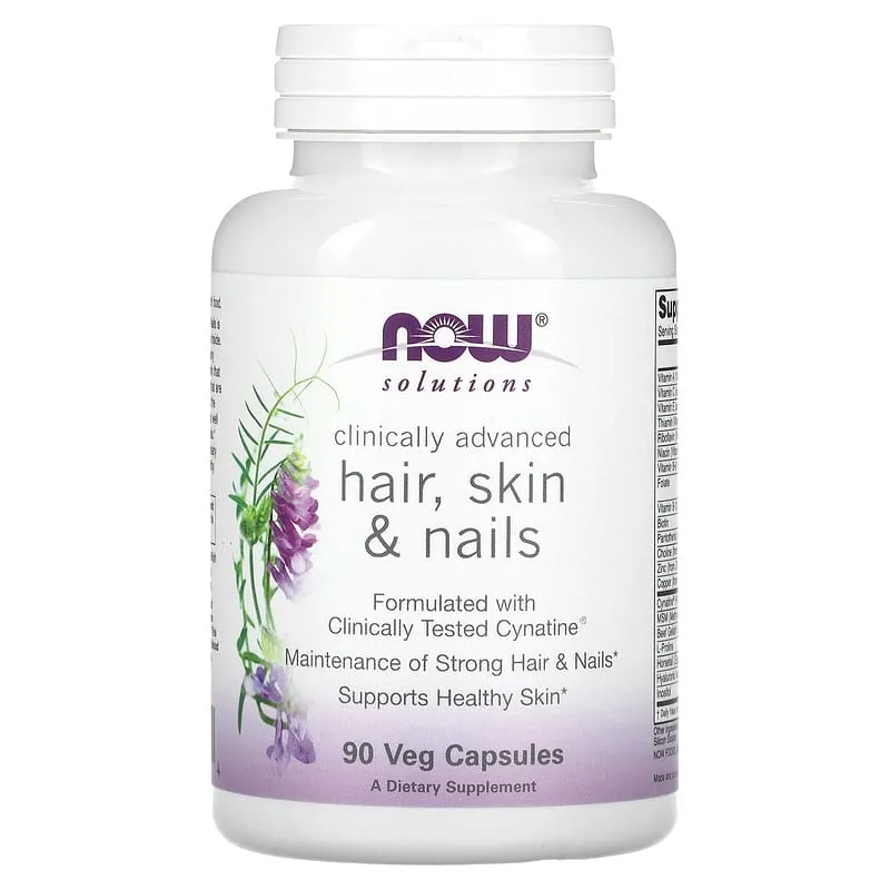 NOW FOODS, SOLUTIONS, CLINICALLY ADVANCED HAIR, SKIN & NAILS, 90 VEG CAPSULES