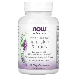 NOW FOODS, SOLUTIONS, CLINICALLY ADVANCED HAIR, SKIN & NAILS, 90 VEG CAPSULES