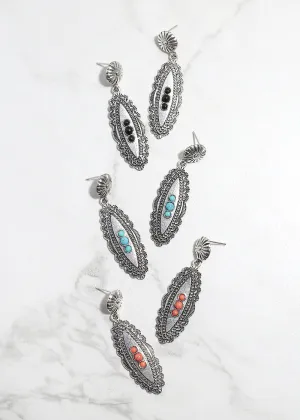 Oval Stone Dangle Earrings