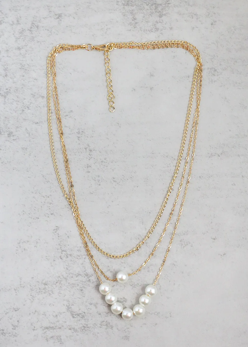 Pearl Layered Necklace & Earring Set