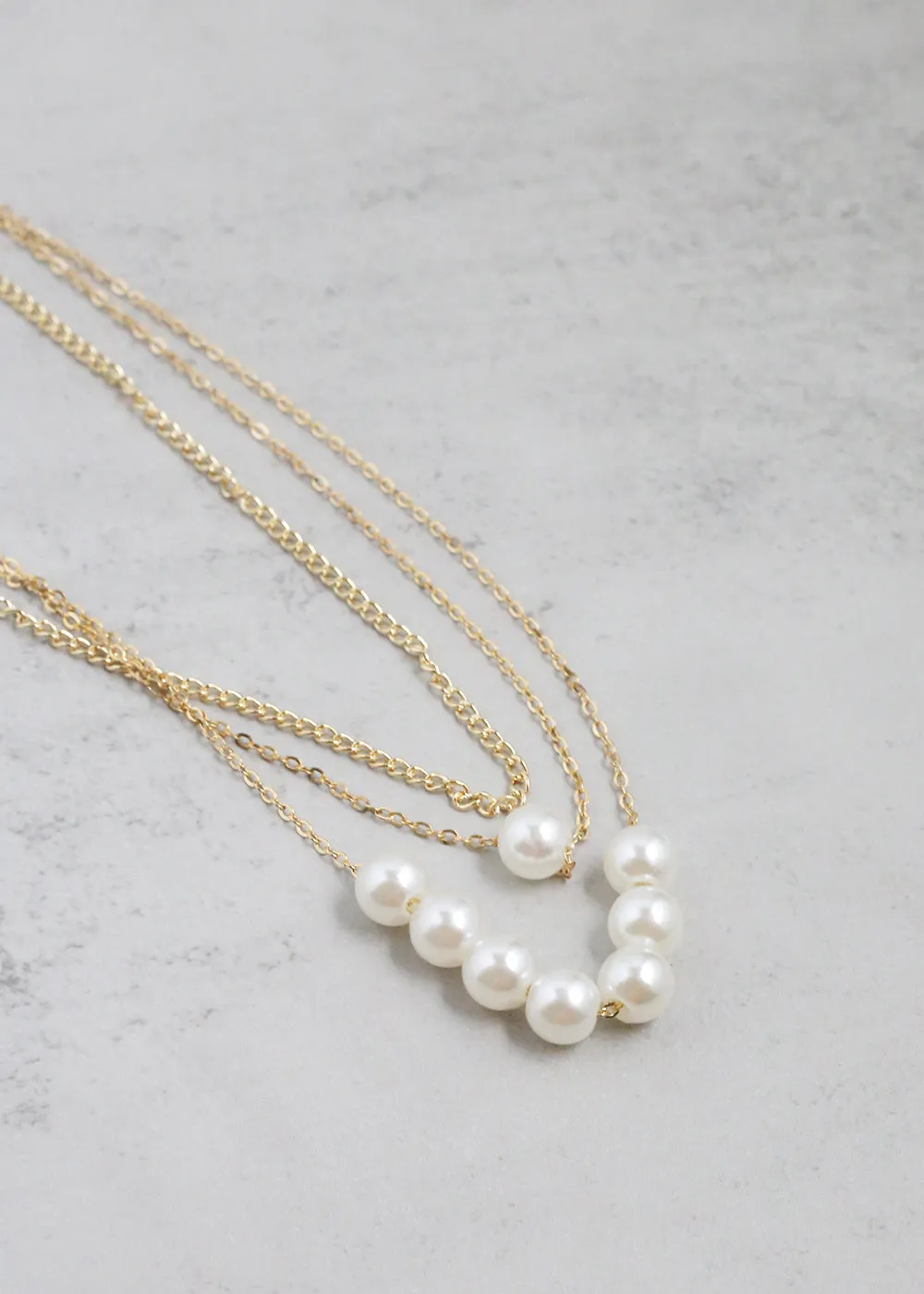 Pearl Layered Necklace & Earring Set