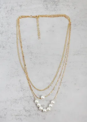 Pearl Layered Necklace & Earring Set
