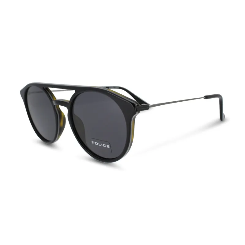 Police Black Havana Round Men's Sunglasses Clint 1 SPL722 (No Case)