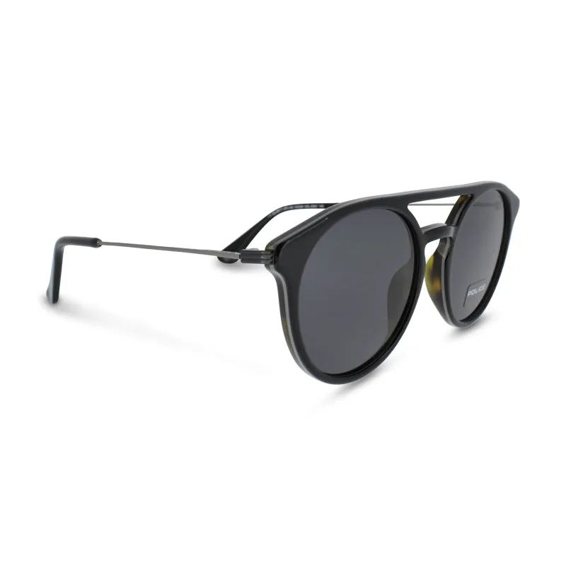 Police Black Havana Round Men's Sunglasses Clint 1 SPL722 (No Case)