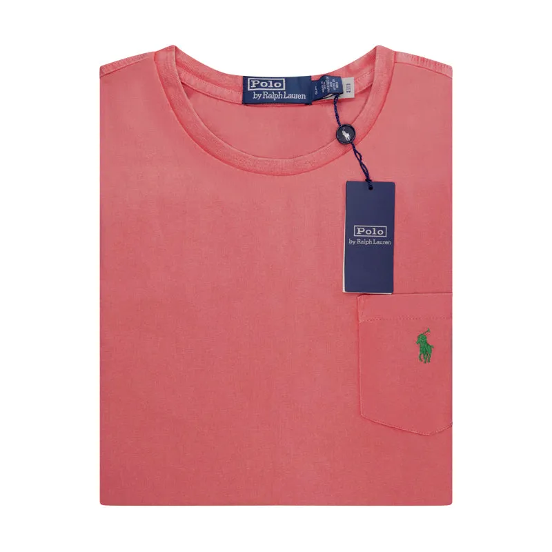 Ralph Lauren Polo Classic Fit Cotton-Linen Pocket T-Shirt Red