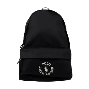 Ralph Lauren Polo Logo Embroidered Canvas Backpack Black