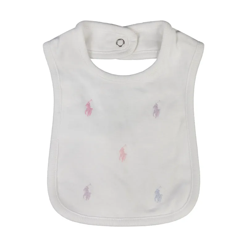 Ralph Lauren Polo Pony Cotton Interlock Baby Bib - White