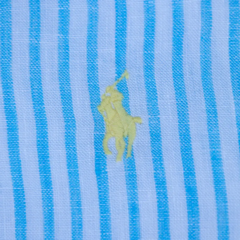 Ralph Lauren Polo Relaxed Fit Striped Linen Shirt Blue & White Women's