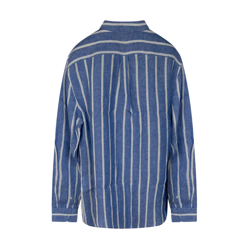 Ralph Lauren Polo Relaxed Fit Striped Linen Shirt Blue/White