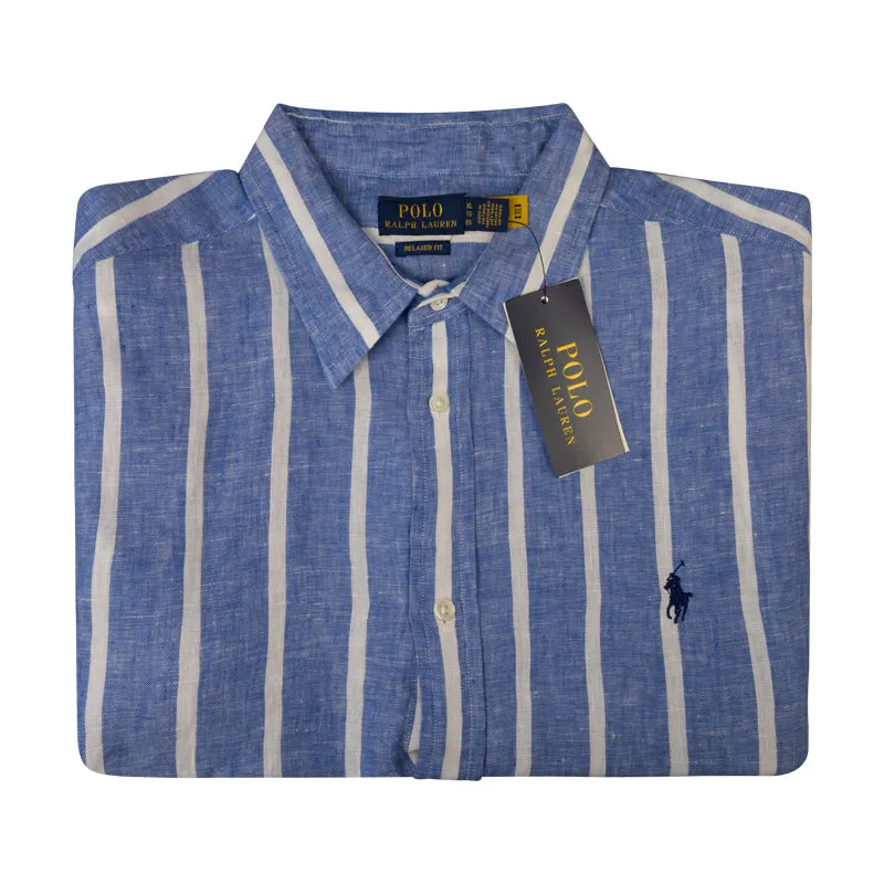 Ralph Lauren Polo Relaxed Fit Striped Linen Shirt Blue/White