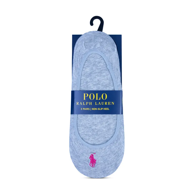 Ralph Lauren Polo Sneaker Liner Socks 3x Assorted One Size Womens