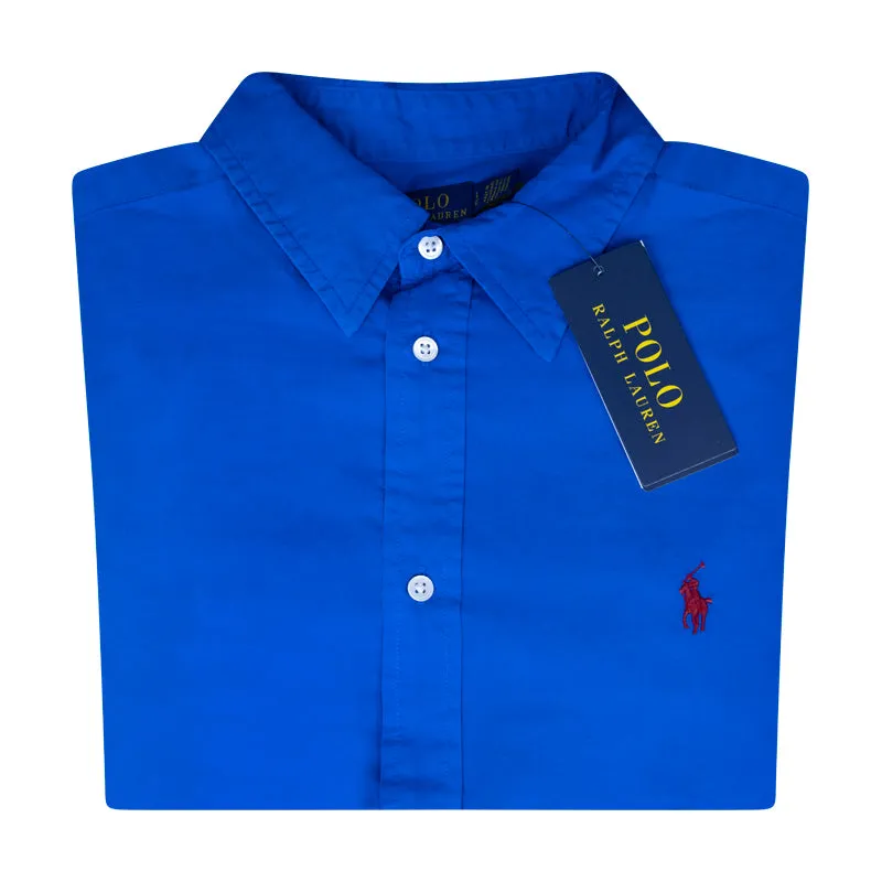 Ralph Lauren Slim Fit Cotton Blouse Shirt Blue Women's