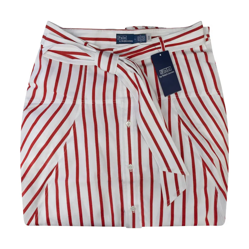 Ralph Lauren Striped Cotton A-Line Skirt Red/White Stripe Women's