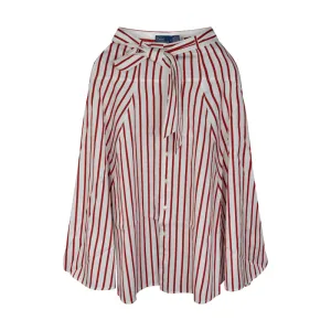 Ralph Lauren Striped Cotton A-Line Skirt Red/White Stripe Women's