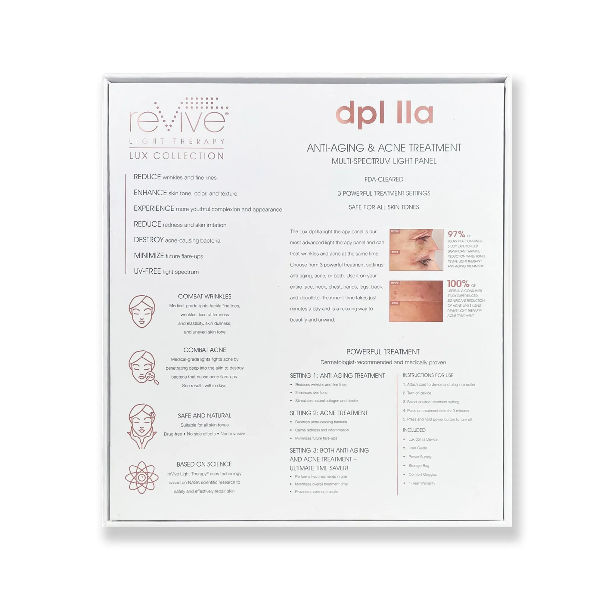 reVive Lux dpl lla Panel  LED Treatment Panel Anti-Aging & Acne