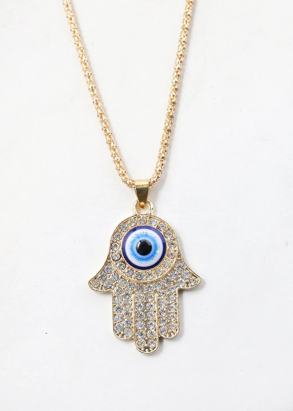 Rhinestone Hamsa Hand Necklace