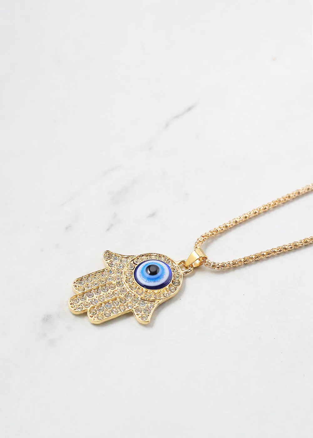 Rhinestone Hamsa Hand Necklace