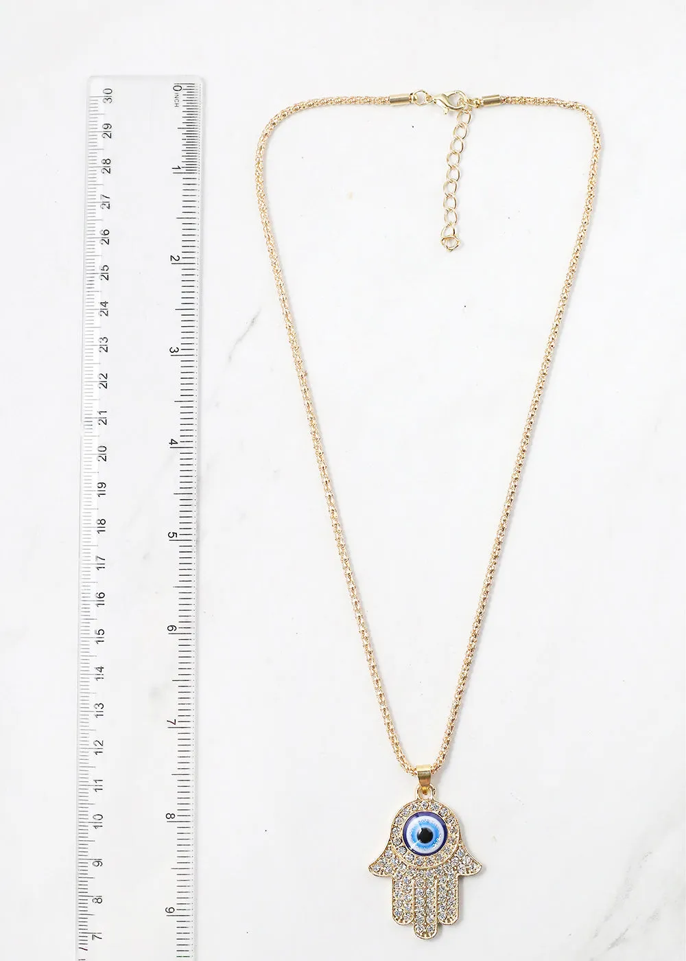 Rhinestone Hamsa Hand Necklace
