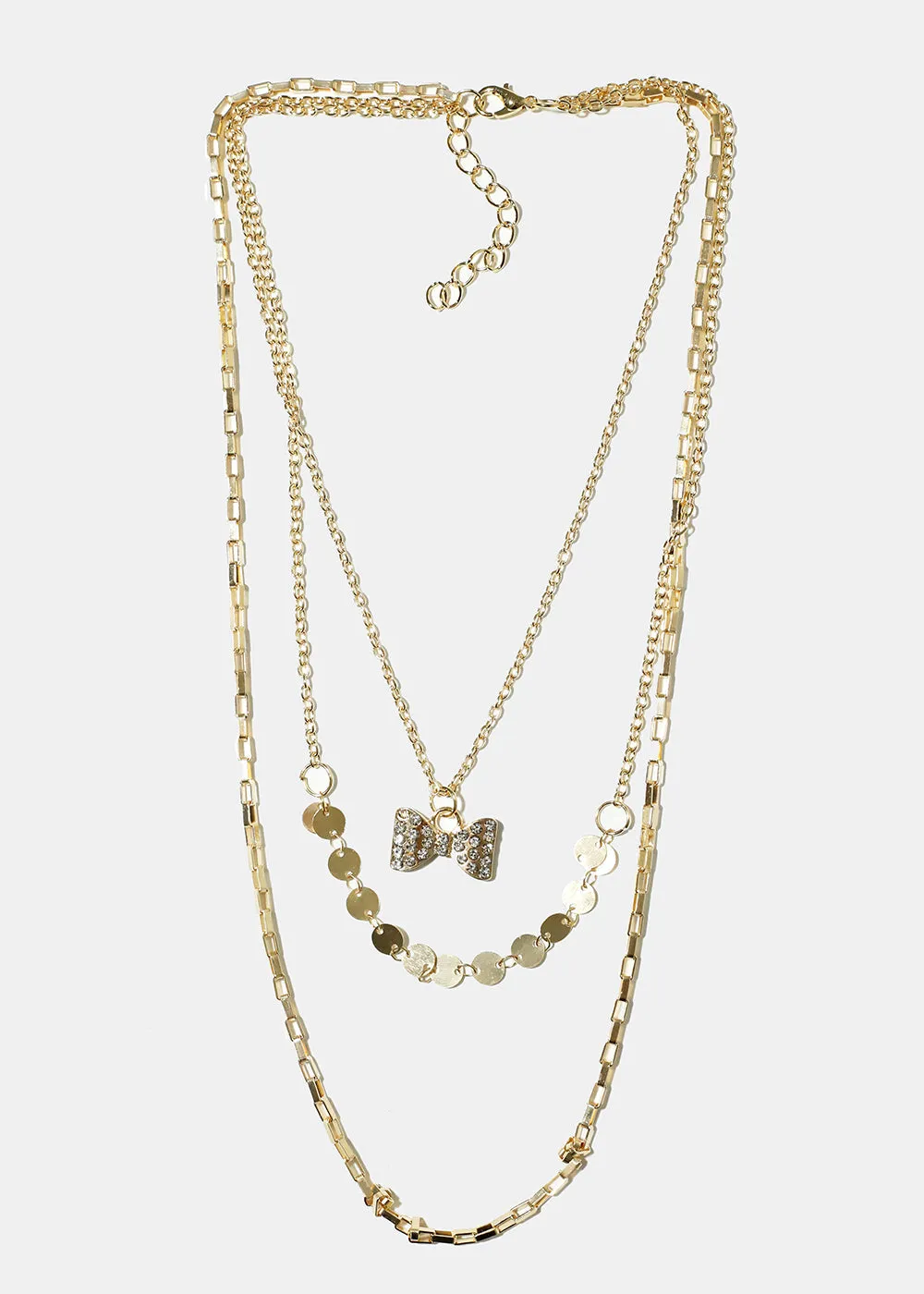 Rhinestone Studded Bow Necklace