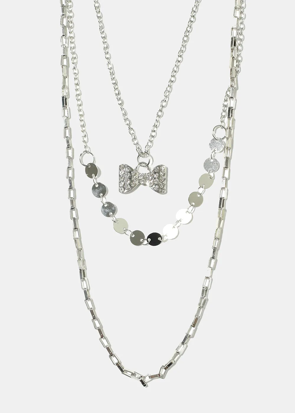 Rhinestone Studded Bow Necklace