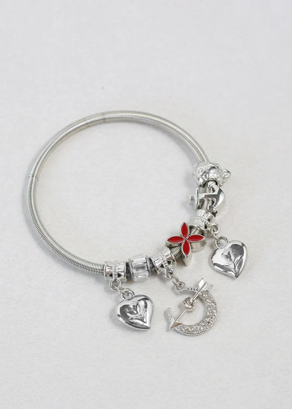 Silver Dangle Charm Bracelet with Assorted Charms