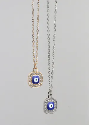 Square Evil Eye Charm Necklace
