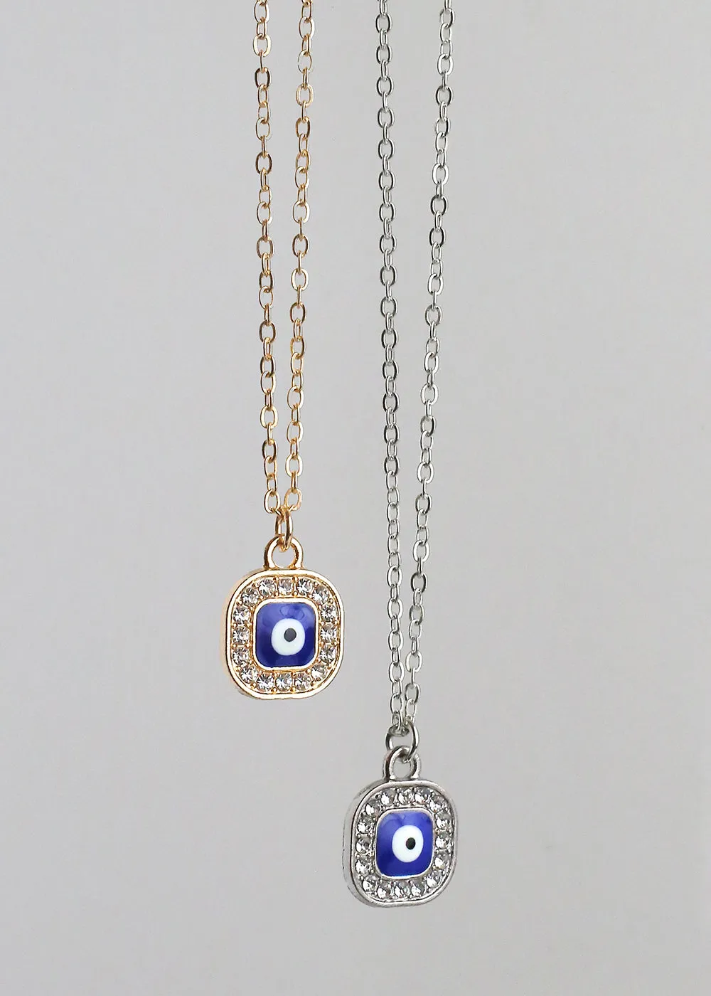 Square Evil Eye Charm Necklace