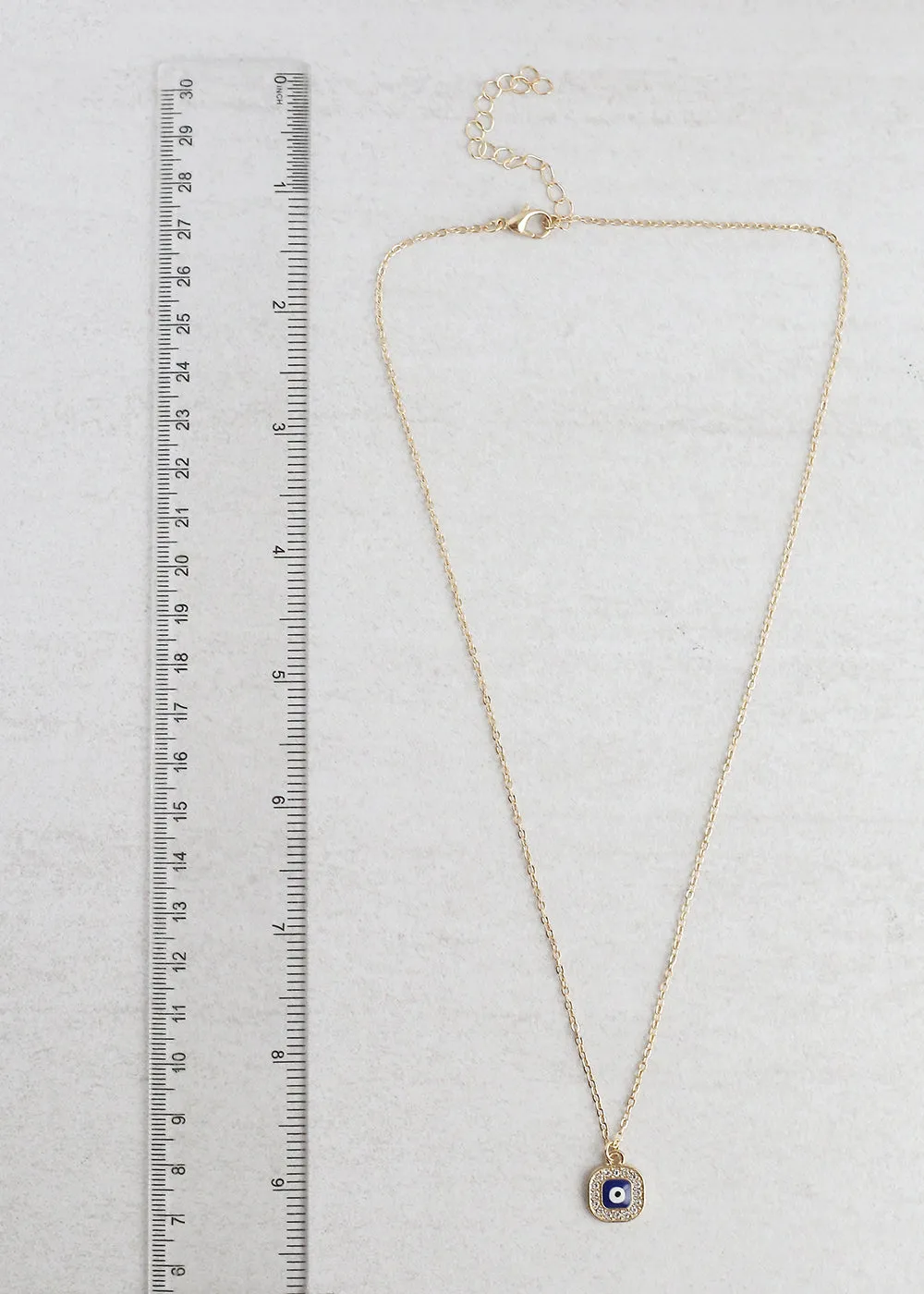 Square Evil Eye Charm Necklace