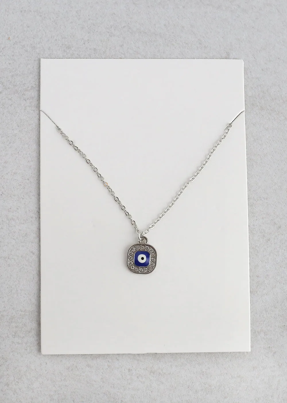 Square Evil Eye Charm Necklace