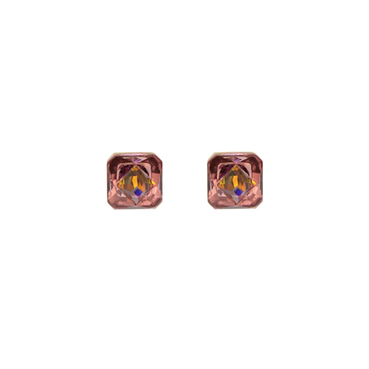 Swarovski Chroma Pink Pyramid Cut Stud Earrings 5614062